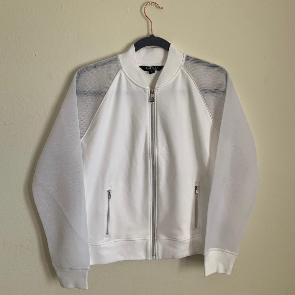 Ralph Lauren White Zip Front Jacket w/Mesh Sleeves